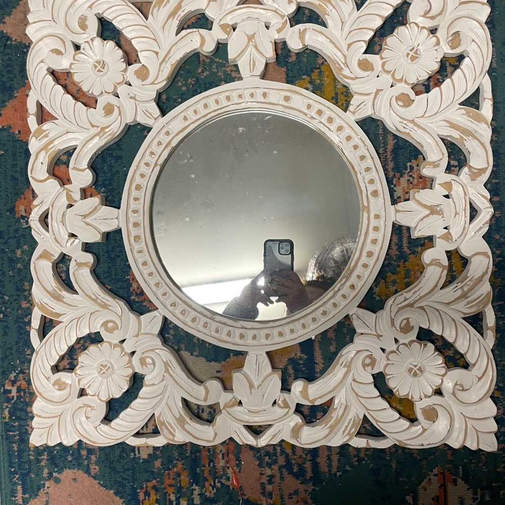 White damask mirror